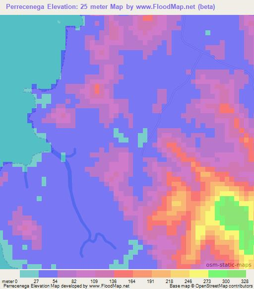 Perrecenega,Panama Elevation Map