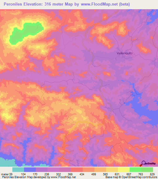Peroniles,Panama Elevation Map