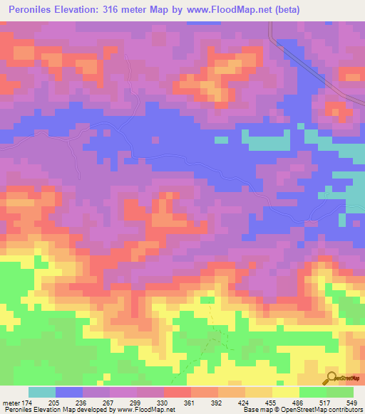 Peroniles,Panama Elevation Map