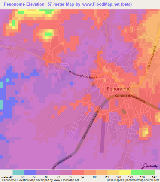 Penonome,Panama Elevation Map