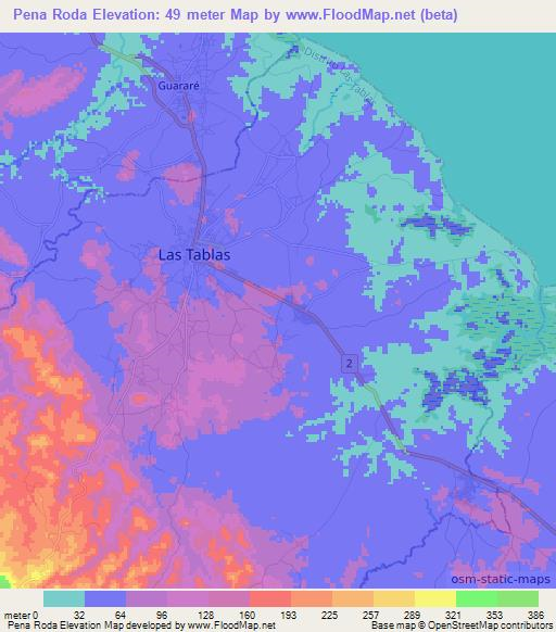 Pena Roda,Panama Elevation Map