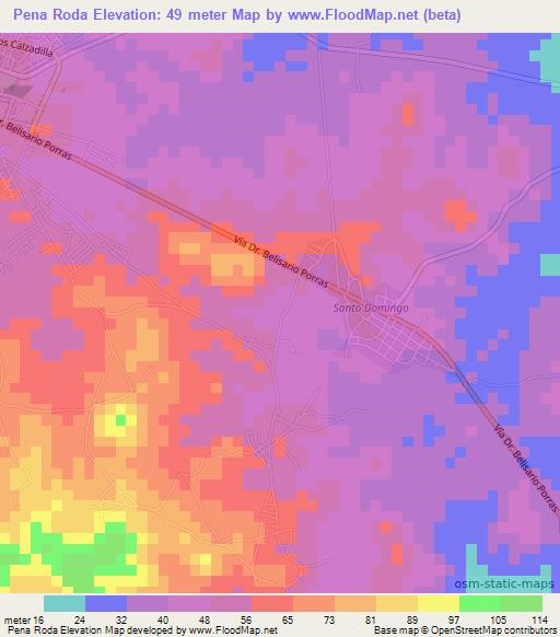 Pena Roda,Panama Elevation Map