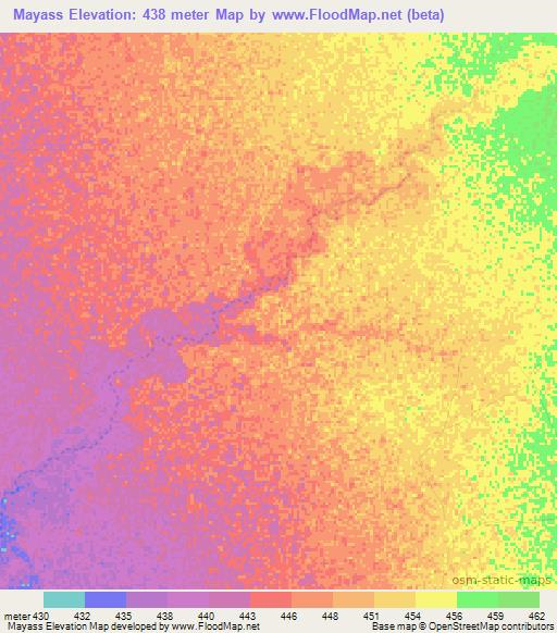Mayass,Sudan Elevation Map