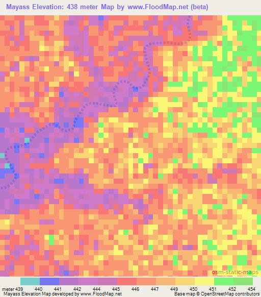 Mayass,Sudan Elevation Map