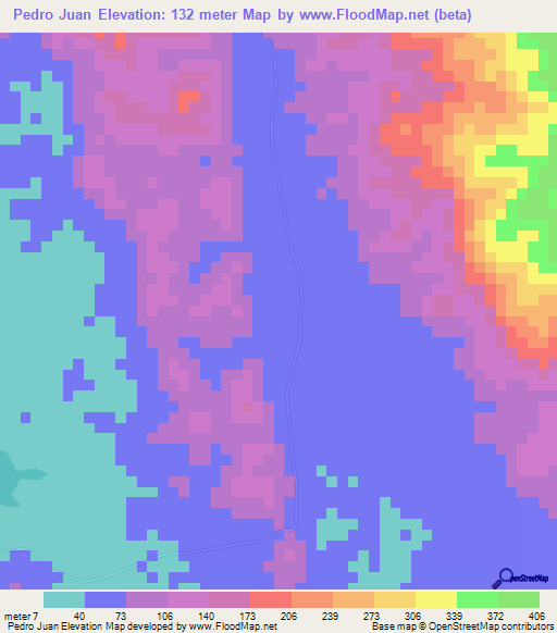 Pedro Juan,Panama Elevation Map