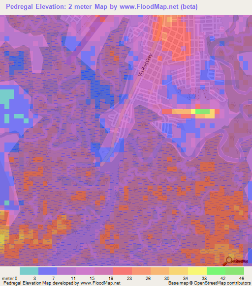 Pedregal,Panama Elevation Map