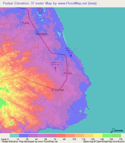 Pedasi,Panama Elevation Map