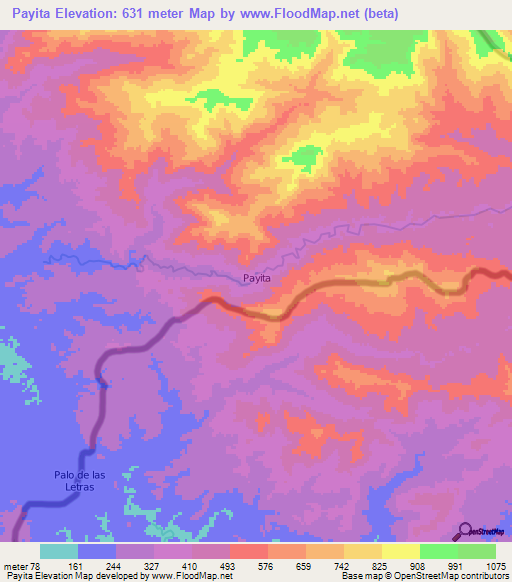 Payita,Panama Elevation Map
