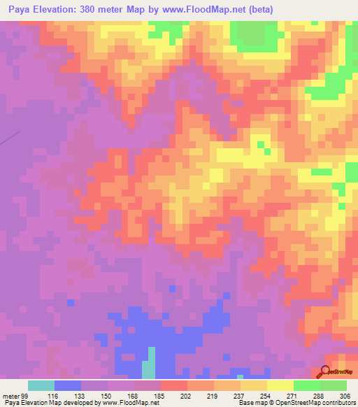 Paya,Panama Elevation Map