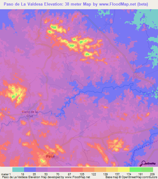 Paso de La Valdesa,Panama Elevation Map