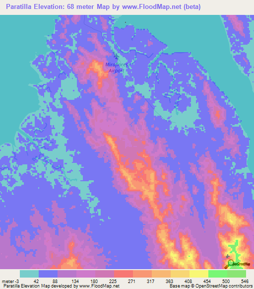 Paratilla,Panama Elevation Map