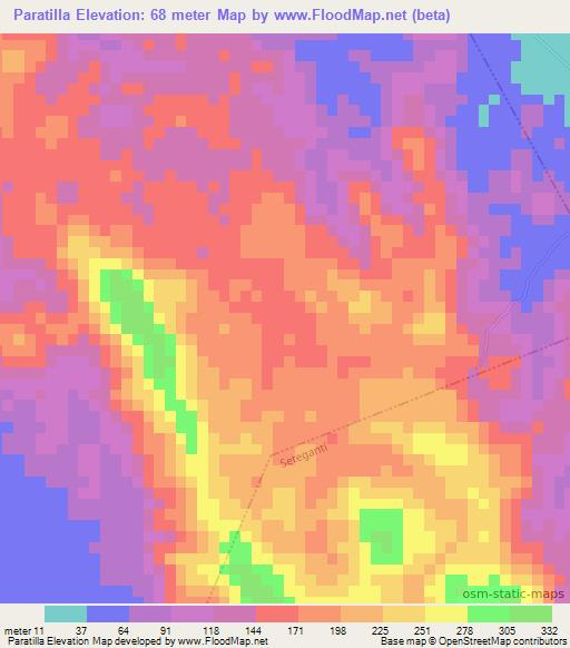 Paratilla,Panama Elevation Map