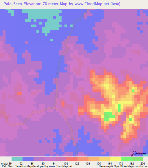 Palo Seco,Panama Elevation Map