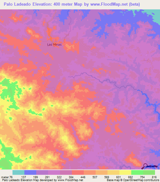 Palo Ladeado,Panama Elevation Map