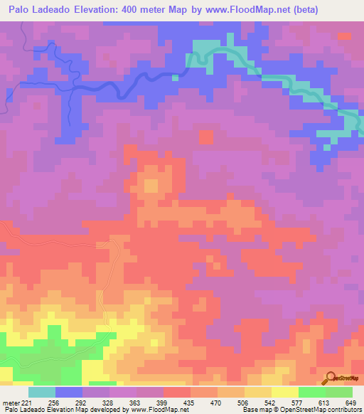 Palo Ladeado,Panama Elevation Map