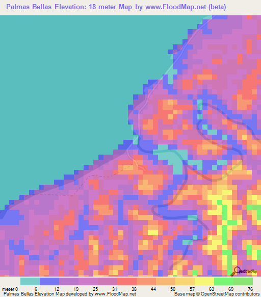 Palmas Bellas,Panama Elevation Map