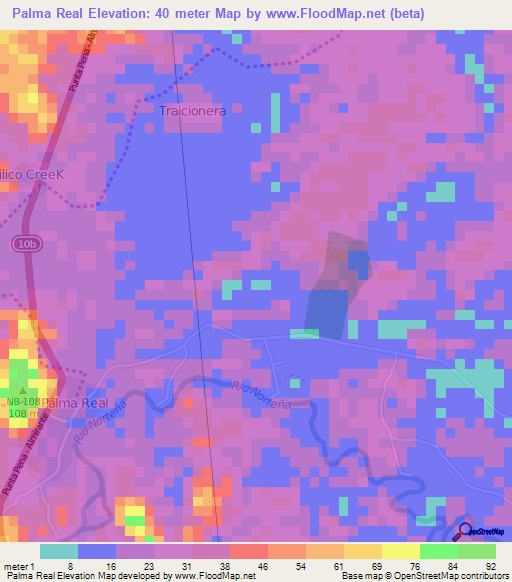 Palma Real,Panama Elevation Map