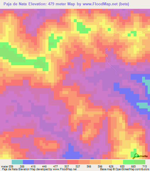 Paja de Nata,Panama Elevation Map