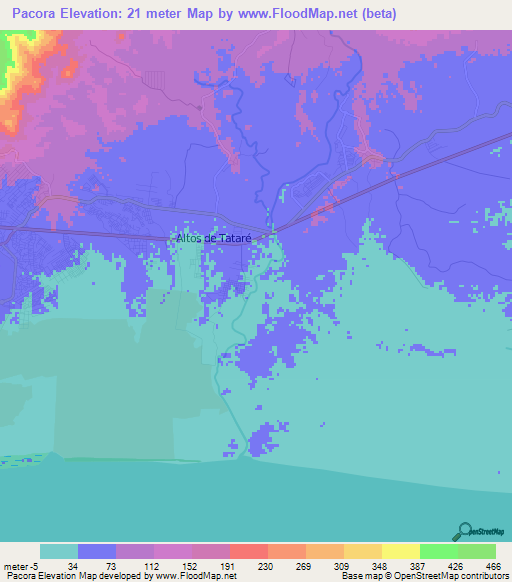 Pacora,Panama Elevation Map