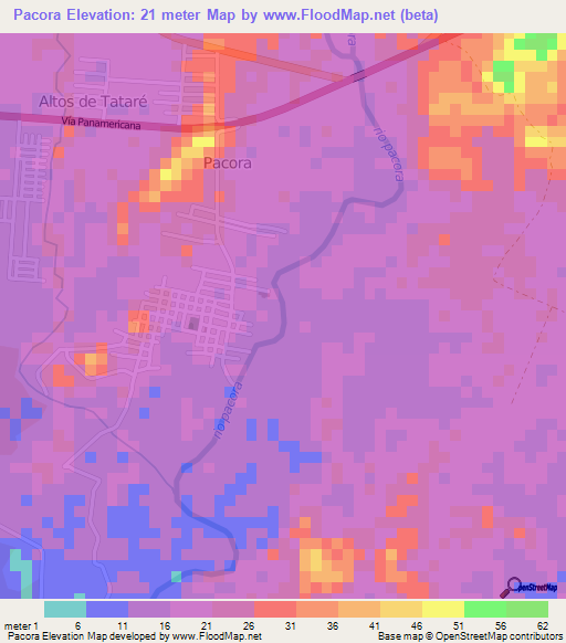 Pacora,Panama Elevation Map