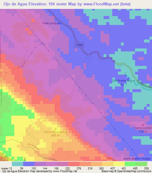 Ojo de Agua,Panama Elevation Map