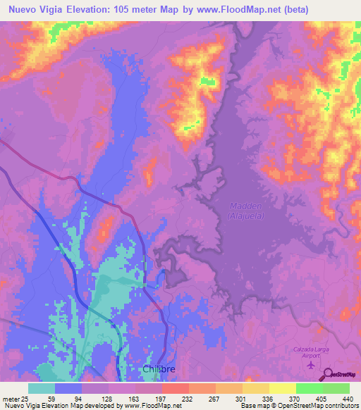 Nuevo Vigia,Panama Elevation Map