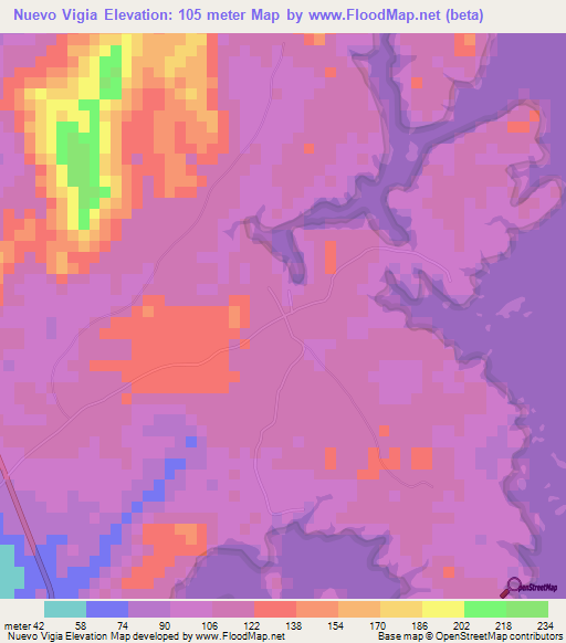 Nuevo Vigia,Panama Elevation Map