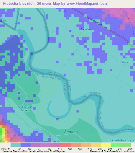 Nievecita,Panama Elevation Map
