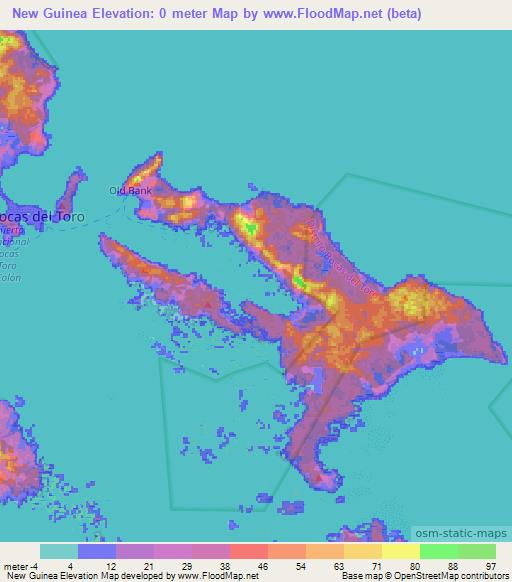 New Guinea,Panama Elevation Map