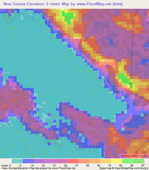 New Guinea,Panama Elevation Map