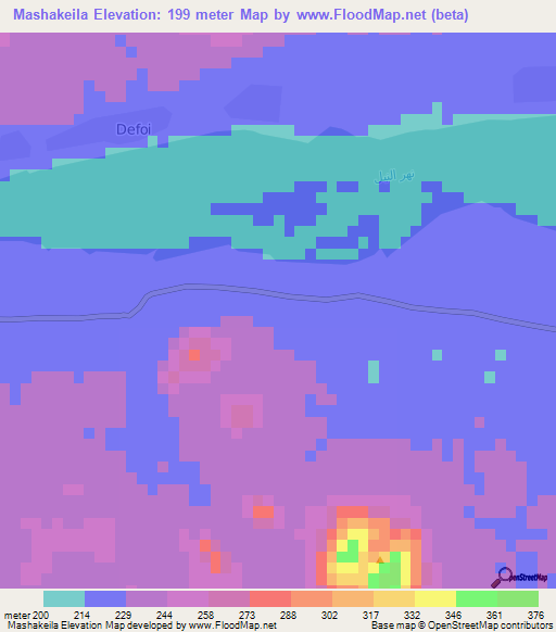 Mashakeila,Sudan Elevation Map