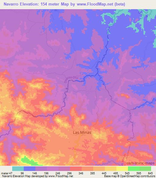Navarro,Panama Elevation Map