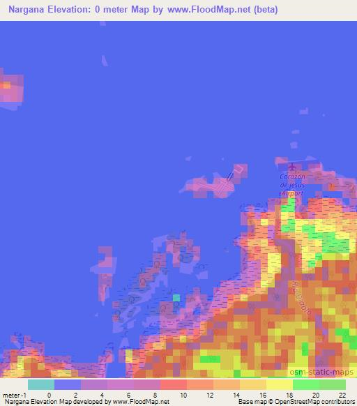 Nargana,Panama Elevation Map