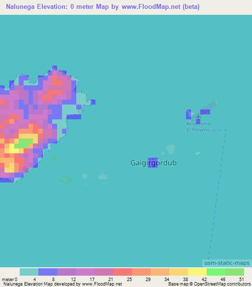 Nalunega,Panama Elevation Map