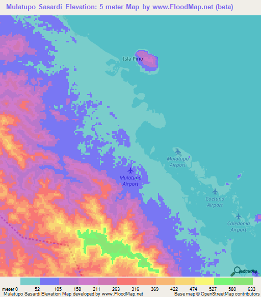 Mulatupo Sasardi,Panama Elevation Map