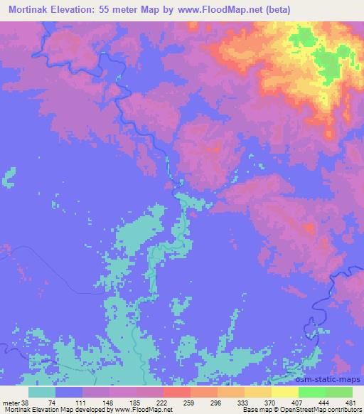 Mortinak,Panama Elevation Map