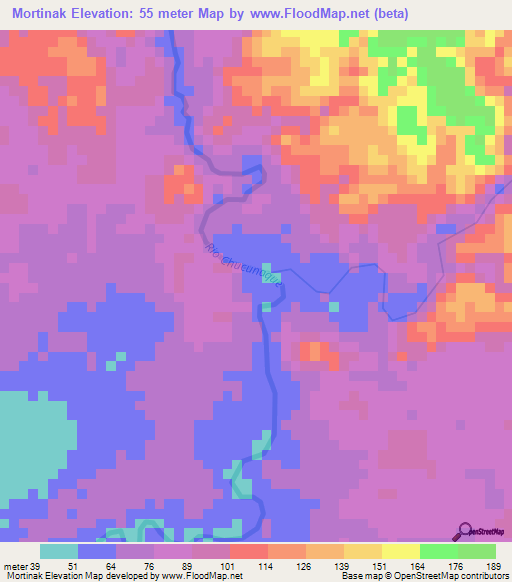 Mortinak,Panama Elevation Map