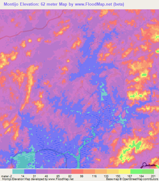 Montijo,Panama Elevation Map