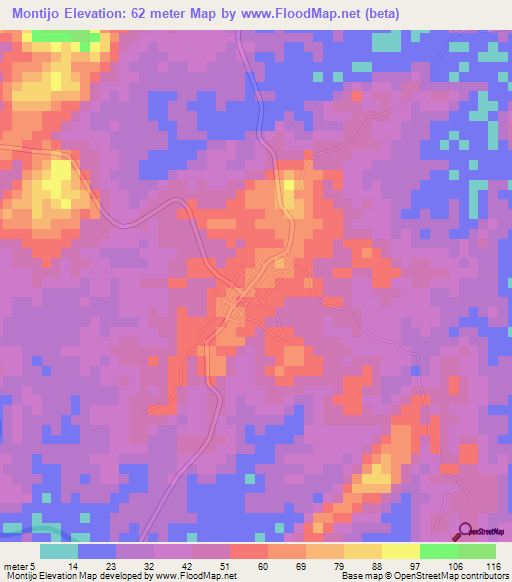 Montijo,Panama Elevation Map
