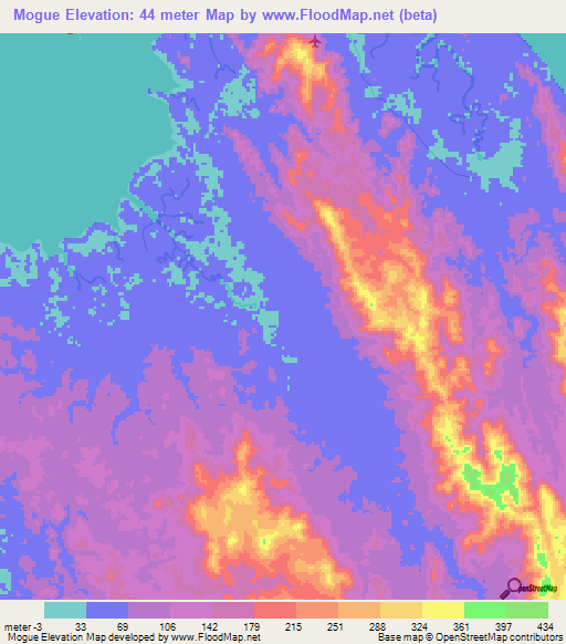 Mogue,Panama Elevation Map