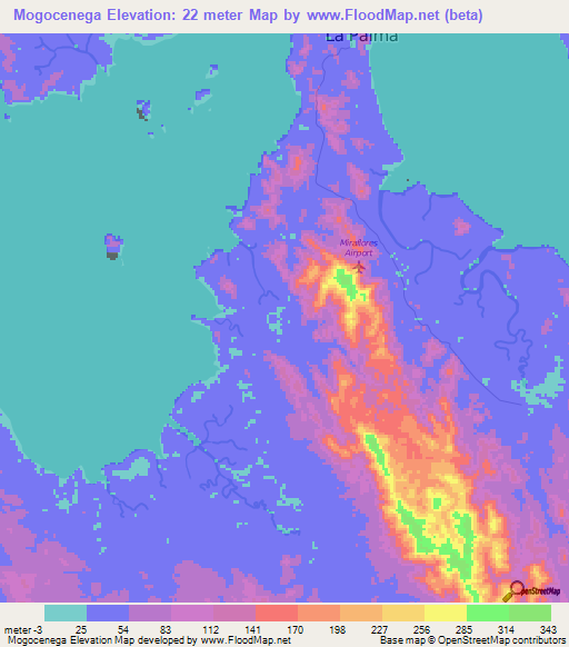 Mogocenega,Panama Elevation Map