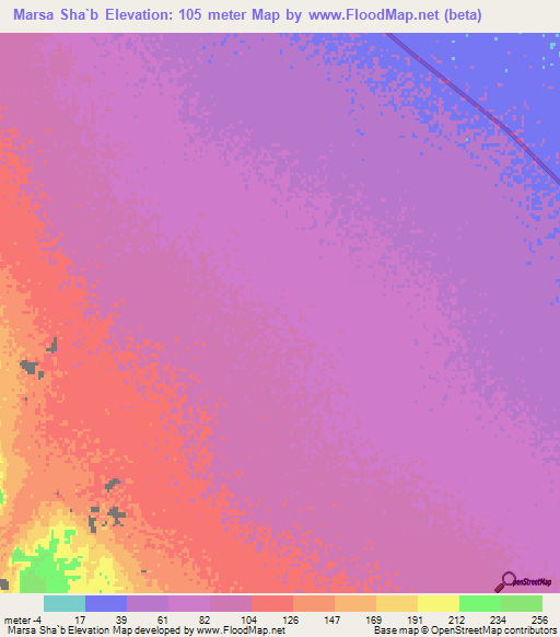 Marsa Sha`b,Sudan Elevation Map