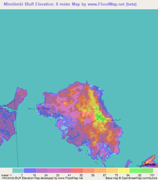 Mimitimbi Bluff,Panama Elevation Map