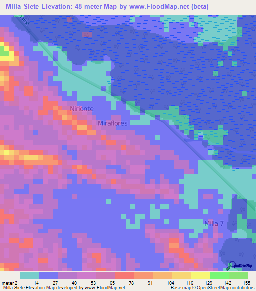 Milla Siete,Panama Elevation Map