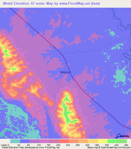 Meteti,Panama Elevation Map