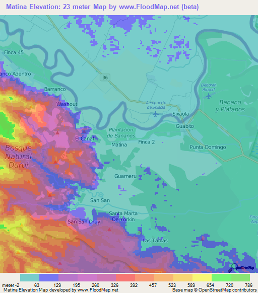 Matina,Panama Elevation Map