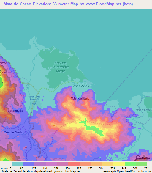 Mata de Cacao,Panama Elevation Map