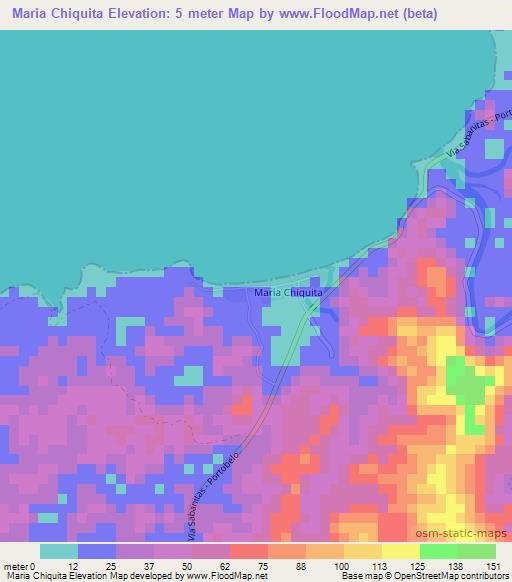 Maria Chiquita,Panama Elevation Map