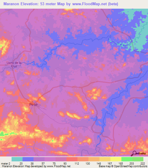 Maranon,Panama Elevation Map