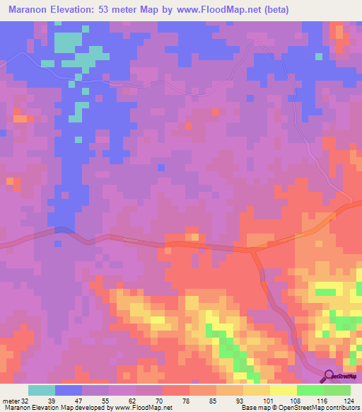 Maranon,Panama Elevation Map